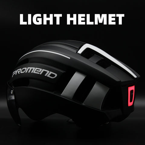 PROMEND Fietshelm LED Licht Oplaadbare Intergraly gegoten Fietshelm Weg Mountainbike Helm Sport Veilige Hoed Voor Man