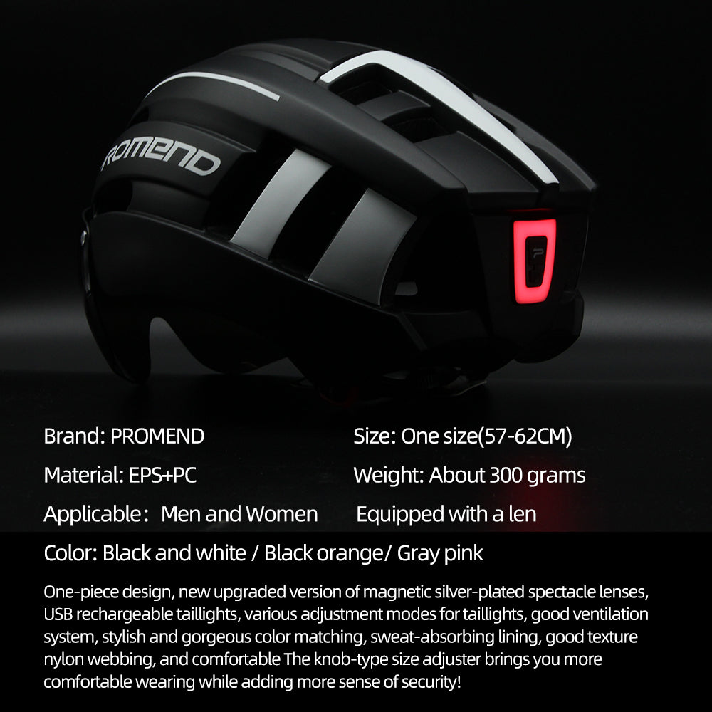 Casque de vélo PROMEND lumière LED Rechargeable casque de vélo moulé intégré casque de vélo de route de montagne Sport chapeau de sécurité pour homme